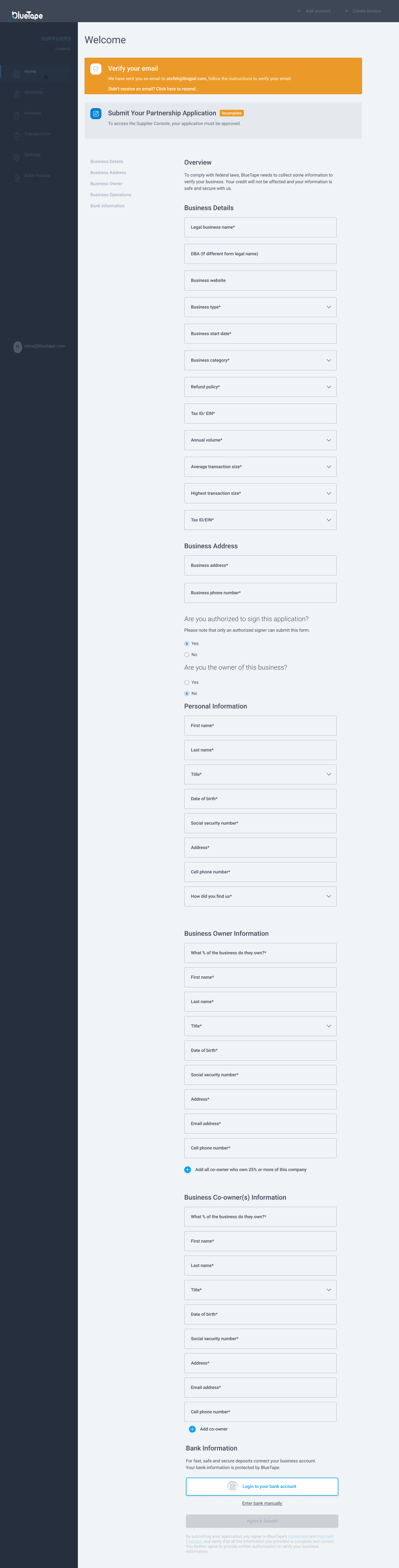 suppliers form screen