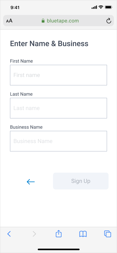 Signup screens